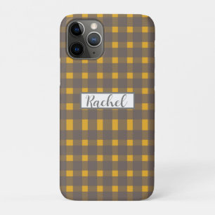 Case-Mate iPhone Case En vichy gris jaune personnalisé