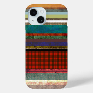 Coque Pour iPhone 15 en vichy mode Grungy rayé art