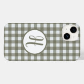 Coques Case-Mate iPhone en vichy Monogramme initial Cercle Sage Green Chec (Verso (horizontal))