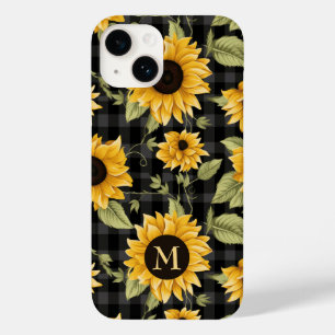 Coque Pour iPhone 14 en vichy Motif tournesol