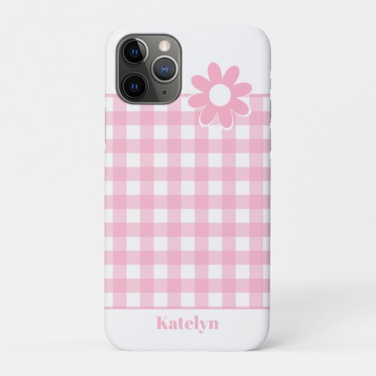 Coques Case-Mate iPhone En vichy rose personnalisé (Dos)