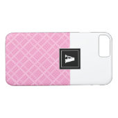 Coques Case-Mate iPhone En vichy vérifier le monogramme rose et blanc (Dos (Horizontal))