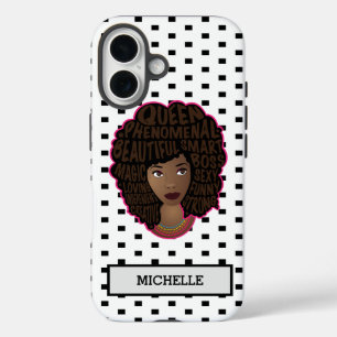 Coques iPhone 16 Encourager les femmes noires, les Pois noirs et bl
