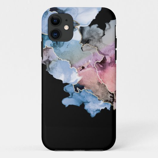 Coques Case-Mate iPhone encre Abstraite pour alcool ART bleu rose or noir (Dos)