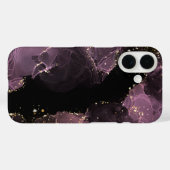 Coques Case-Mate iPhone Encre alcoolique violette et or de luxe (Verso (horizontal))