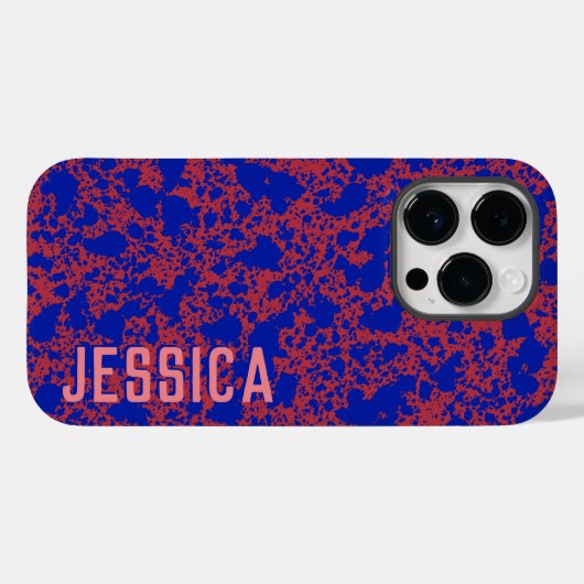 Coques Case-Mate iPhone Encre bleue sur rouge simple moderne (Verso (horizontal))