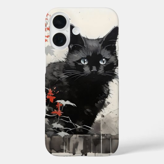 Coques Case-Mate iPhone Encre de chat noir (Verso)