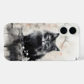 Coques Case-Mate iPhone Encre de petit chat noir (Verso (horizontal))