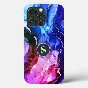 Case-Mate iPhone Case Encre Liquide Bleue, Violette & Rouge-Violet, Mono