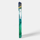 Coques Case-Mate iPhone Encre liquide jaune Turquoise bleu foncé, Monogram (Verso / Gauche)