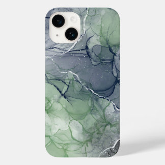 Coque Pour iPhone 14 Encre verte et bleue