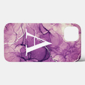 Coques Case-Mate iPhone Encre Violette Abstraite Féminine Monogramme (Verso (horizontal))