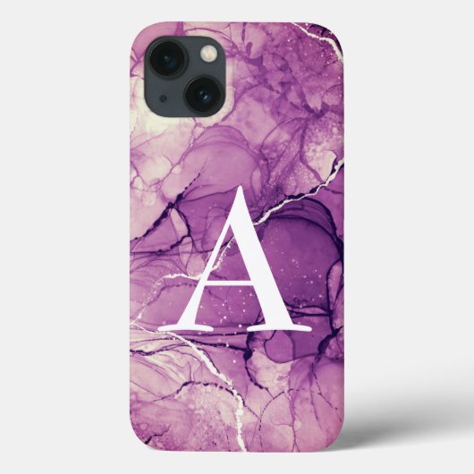 Coques Case-Mate iPhone Encre violette monogramme Feminine Abstraite (Verso)