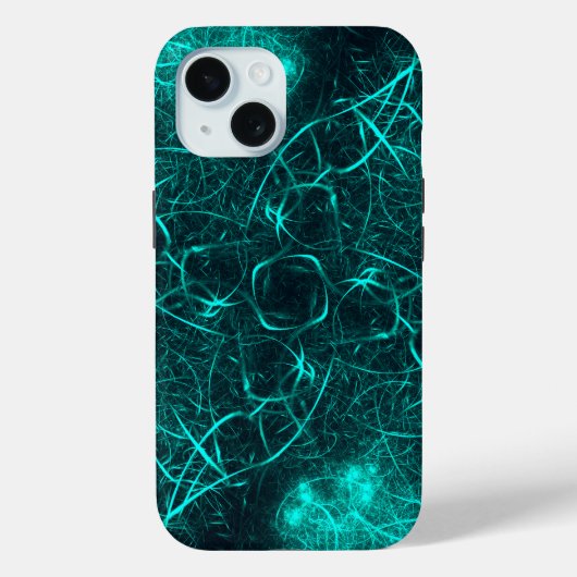 Coques Case-Mate iPhone Énergie Électrique Sarcelle Art Fractal Web (Verso)
