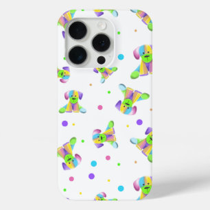 Coque iPhone 15 Pro enfants arc-en-ciel chien chiot pois couleurs vive