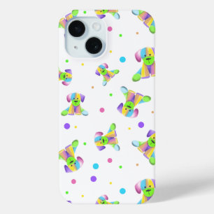 Coque Pour iPhone 15 enfants arc-en-ciel chien chiot pois couleurs vive