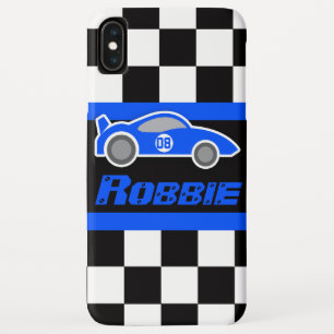 Etui iPhone Case-Mate Enfants course voiture de sport bleu nom