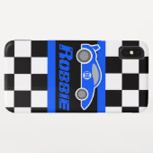 Coques Case-Mate iPhone Enfants course voiture de sport bleu nom (Dos (Horizontal))