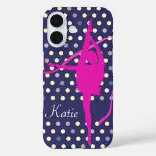 Coques iPhone 16 Enfants filles nommé gymnaste poka point rose
