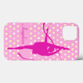 Coques Case-Mate iPhone Enfants filles nommé gymnaste poka point rose (Verso (horizontal))