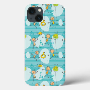 iPhone 13 Case Enfants mignons jouant sur le motif de plage