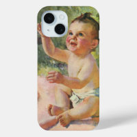 Enfants Vintage, Bébé Fille Mignon sur une Couvert