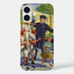Coques iPhone 16 Enfants vintages, Joueurs De Baseball Traversant L