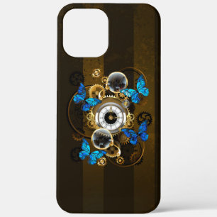 Case-Mate iPhone Case Engrenages à vapeur et papillons bleus