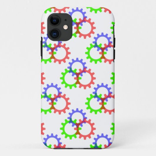 Coques Case-Mate iPhone Engrenages rouges, verts et bleus (Dos)