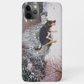 Coques Case-Mate iPhone Enneigement hivernal avec un mignon chien noir et  (Dos)