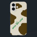 COQUES iPhone 16 ENREGISTRER LA VACHE<br><div class="desc">Extrait ironique, imprimé brun et jade. Vous n'avez pas besoin d'être végétarien pour le manger - euh ; pour le porter. Une partie de la collection "Sauvez la vache".</div>