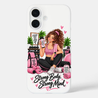 Coques iPhone 16 Entraîneur de fitness Strong Body Strong Mind iPho