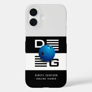 Coques iPhone 16 Entraîneur professionnel de bowling Initiales en