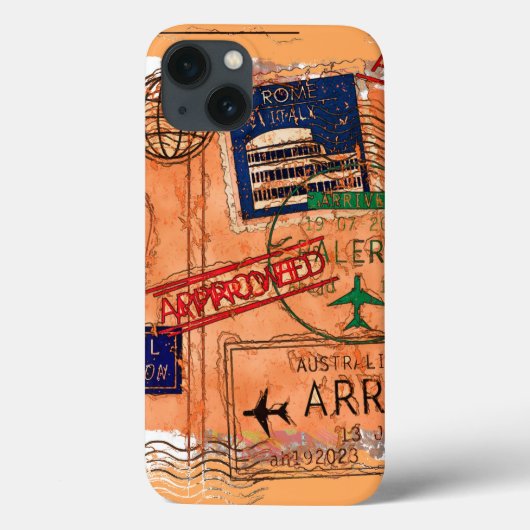 Coques Case-Mate iPhone Entrée approuvée - Timbres de passeport (Verso)