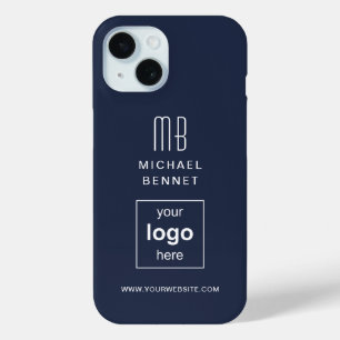Coque Pour iPhone 15 Entreprise de logo personnalisé bleu marine modern