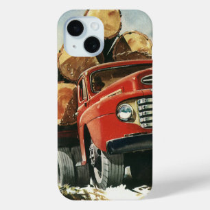 Coque Pour iPhone 15 Entreprise Vintage, Camion de Bois avec Bûcherons