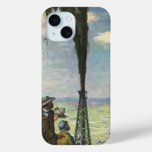 Coque Pour iPhone 15 Entreprise Vintage, puits de pétrole jaillissant a