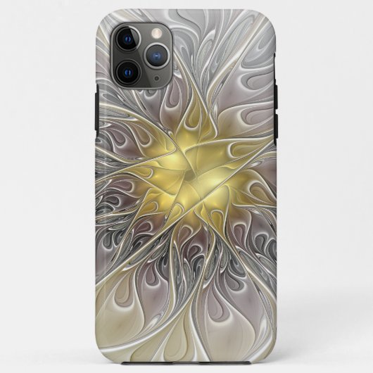 Coques Case-Mate iPhone Épanouir avec fleur fractale abstraite moderne dor (Dos)