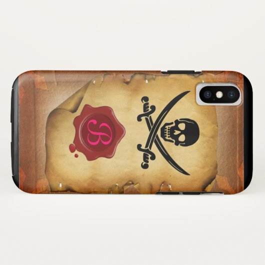 Coques Case-Mate iPhone ÉPÉE CROISÉE SKULL MONOGRAM parchemin de sceau de (Dos (Horizontal))