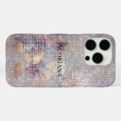 Coques Case-Mate iPhone Éperche florale violette en or glam (Verso (horizontal))