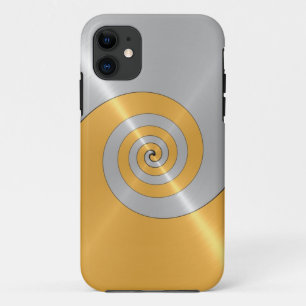 Coque iPhone 11 Éperon métallique brillant en argent et en or