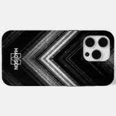 Coques Case-Mate iPhone Epingle en métal brillant néon argent noir chevron (Verso (horizontal))