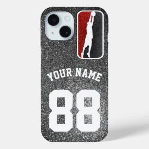 Coque Pour iPhone 15 Équipe de basket-ball de Parties scintillant rouge
