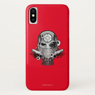Coque iPhone X Équipe de suicide Deshot Masque & Armes Tatouage