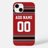 Coques Case-Mate iPhone Équipe Jersey Nom personnalisé Numéro rouge Noir (Verso)