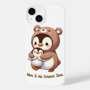 Coque Pour iPhone 14 Equipe Maman & Me Forever - Pingouin mignon et Our