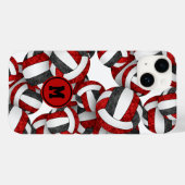 Coques Case-Mate iPhone Equipe noire rouge fille couleurs volleyballs à mo (Verso (horizontal))