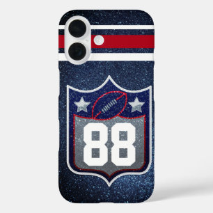Coques iPhone 16 Équipe Red White et Blue American Football Sports