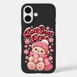 Coques iPhone 16 Ère Ourson Cosy Noël Rose Mignon