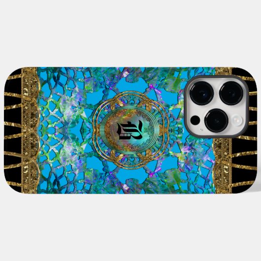 Coques Case-Mate iPhone Erington Bleu Protective Joli Monogramme (Verso (horizontal))